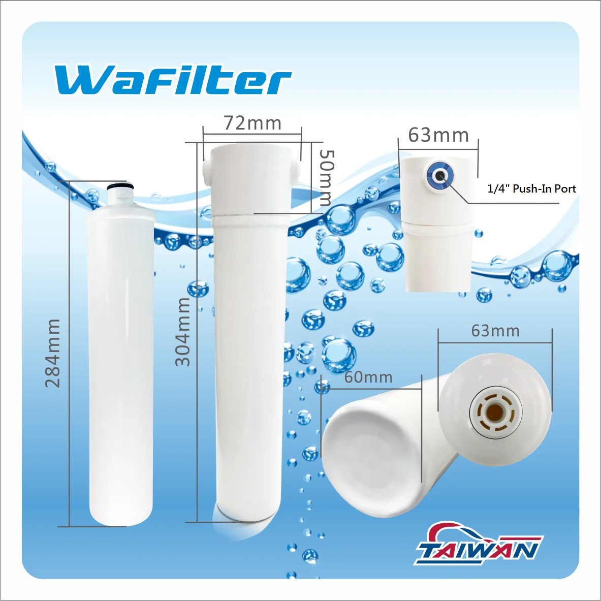 D60 Quick Change Slim Type RO Water Filter Cartridge for Water Cooler Purifier