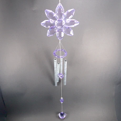 Christmas New Year Spring Decoration Transparent Colorful Acrylic Flower Heart Wind Chime