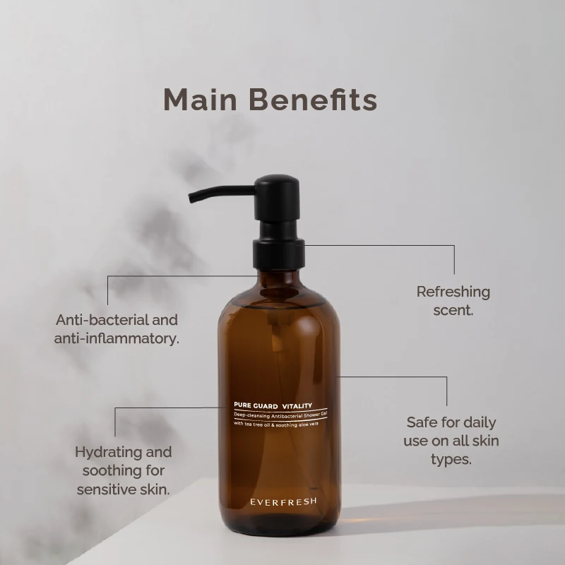 Top Quality OEM 500ml Anti-Bacterial Shower Gel Enriched with Essential Oils Effectively Eliminates 99.9% of Germs