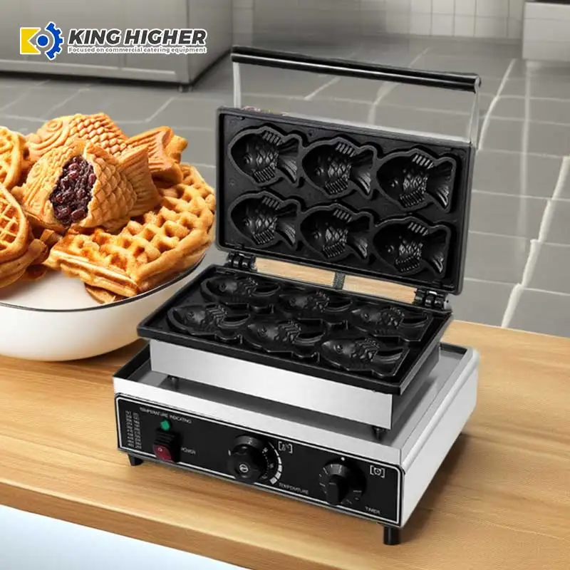 Taiyaki Machine High-Efficiency Korea Electric Fish-Shaped Waffle Maker 220V Baking Machine for Food Shops Hotels New Used