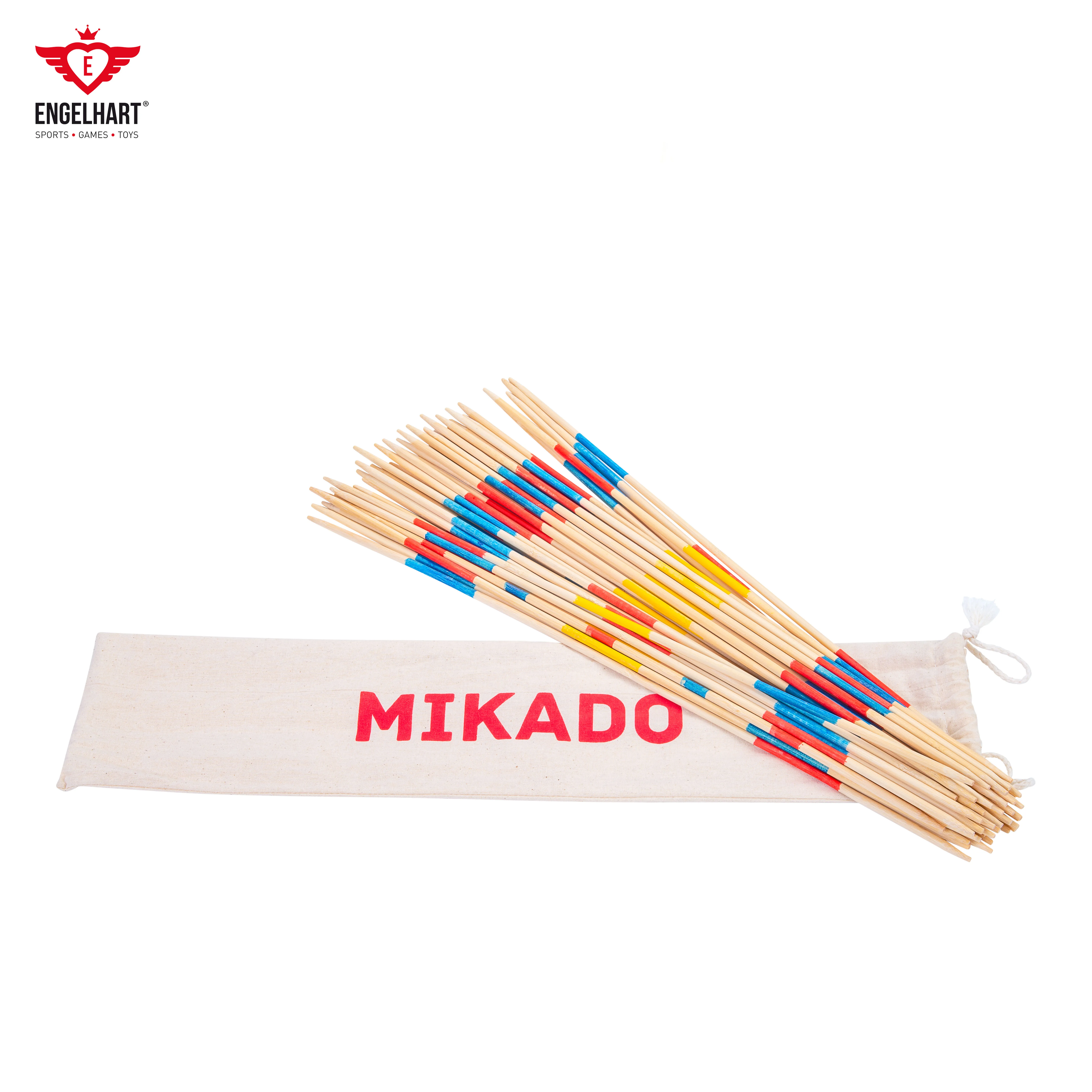 Longfield Games - Hot Mikado micado Set 50 cm x 41 in Beige Plywood Cotton Storage Bag Kids Family Board Games