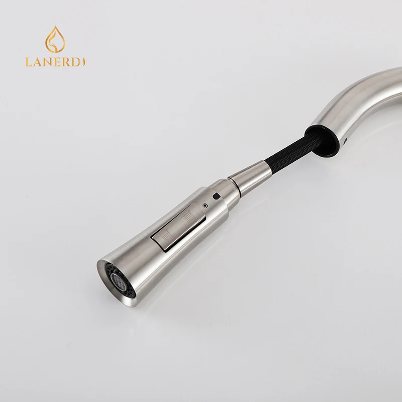 Dishwasher Stainless Steel Crown Kitchen Faucet Taps With Pull Down Spray Aerator