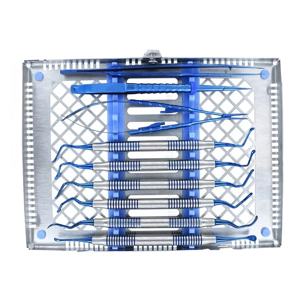 Базовый набор для микро-хирургии полости рта периодонтальной хирургии титановый синий стоматологических инструментов