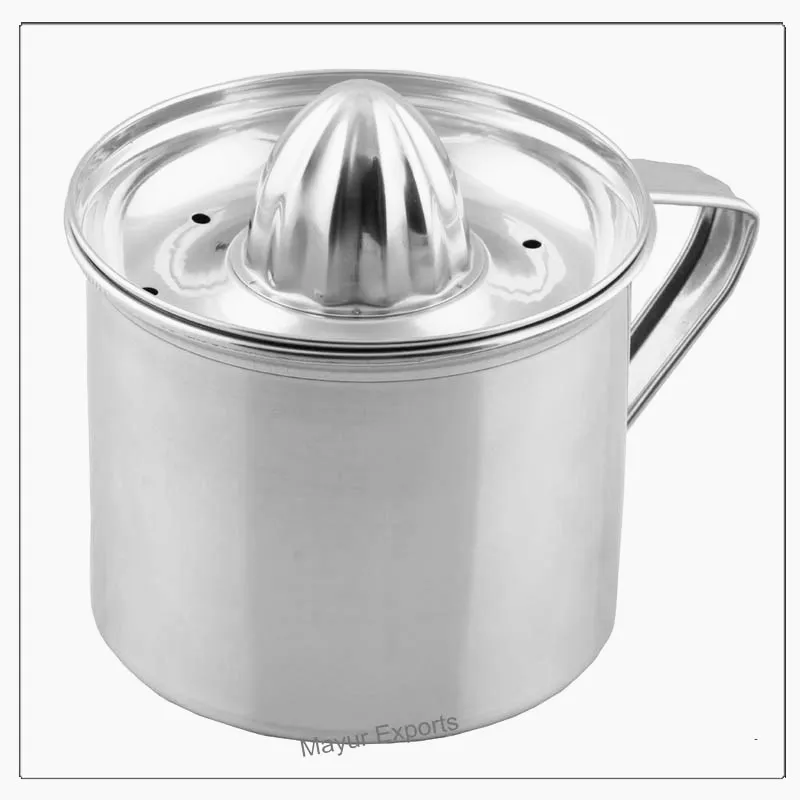 Stainless Steel Manual Lemon Squeezer with Mug Metal self Citrus Juicer with Mug