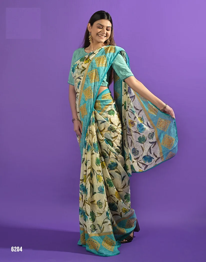 Premium Quality Latest Design Women Digital Printed Georgette Saree With Heavy Printed Work Comfortable Fabric Saree from India