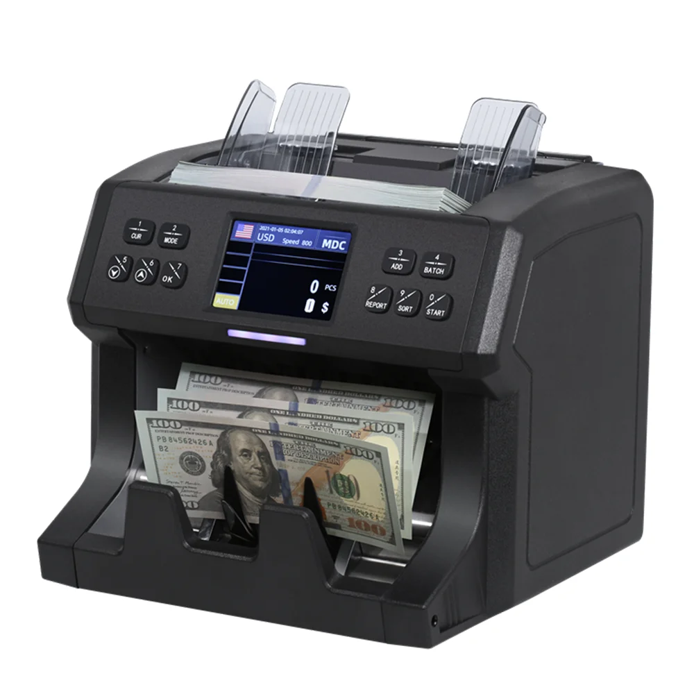 700C 2 CIS Total Value Bill note Counting  money Multi Currency Value counter Money Detector Inteligient note sorting machine