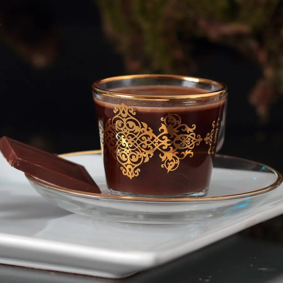 97301 TURKISH COFFEE SET WITH HANDLE SULTANI GOLD   6 coffee cups(80 ml) + 6 saucers