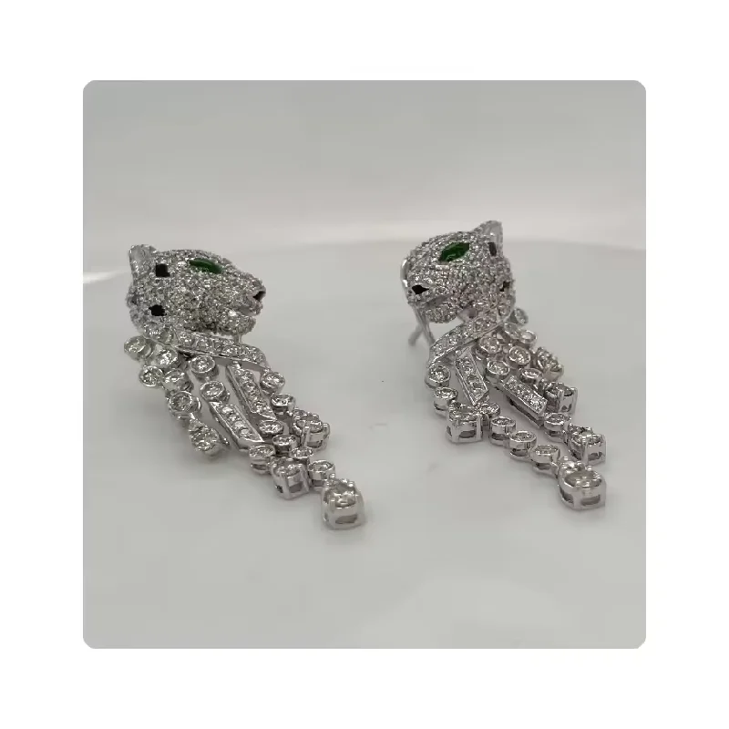 High on Demand Panther Style Lab Cvd Diamond Earrings for Birthdays Engagements And Celebrations Available at Affordable Price