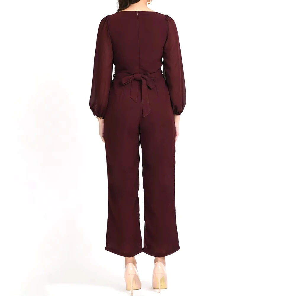 OEM Customized Full Sleeve Fashionable Jumpsuit For Women / High Quilted Slim Fit Cotton Made Breathable Women Jumpsuits