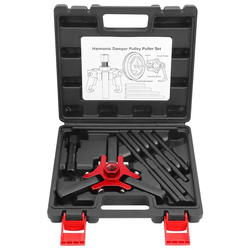 6 Pcs Automotive Tools Harmonic Balancer Puller Kit Damper Pulley Puller For Chrysler GM Mitsubishi Cadillac SUVs Vans Pickups