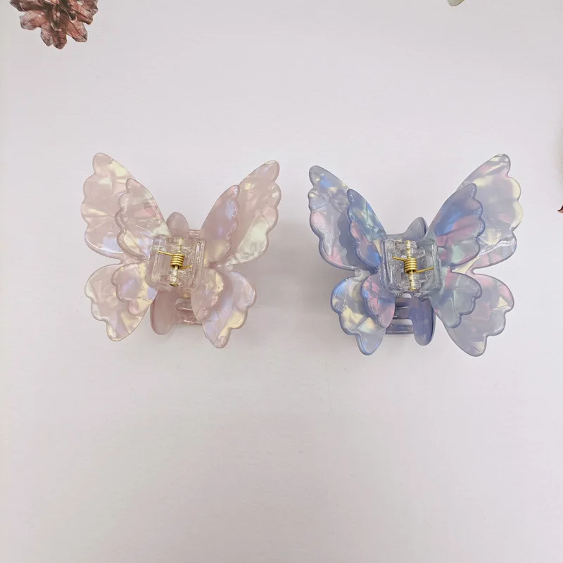 Sweet Styles Gradient Double Layer Butterfly Hair Clips Acrylic Hair Claws for Womens