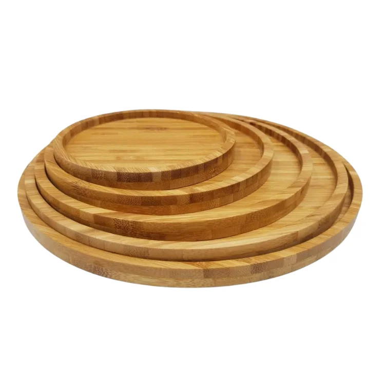 Viet FOA Bamboo Round Tray Manufacturer Natural Black Laser Decor Customized Logo Blocks Piece Packaging Food Pcs