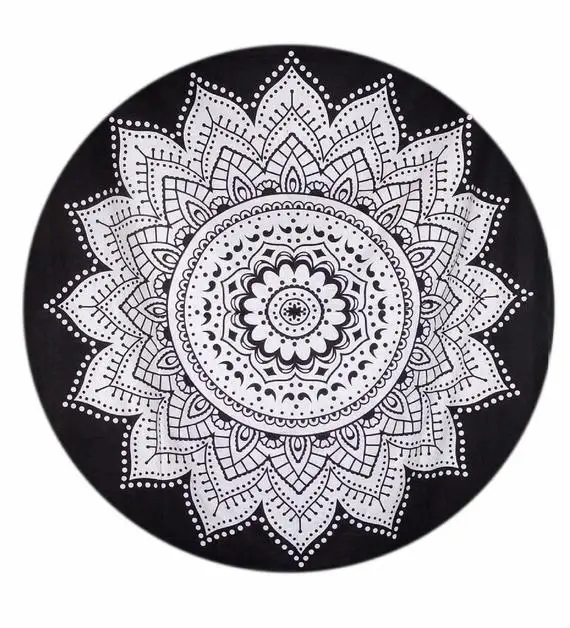 Yoga Mat Woven Home Decor Picnic Mat Table Cover Wall Hanging Cotton Mandala Flower Table Cloth Round Beach Towel Wall Hanging