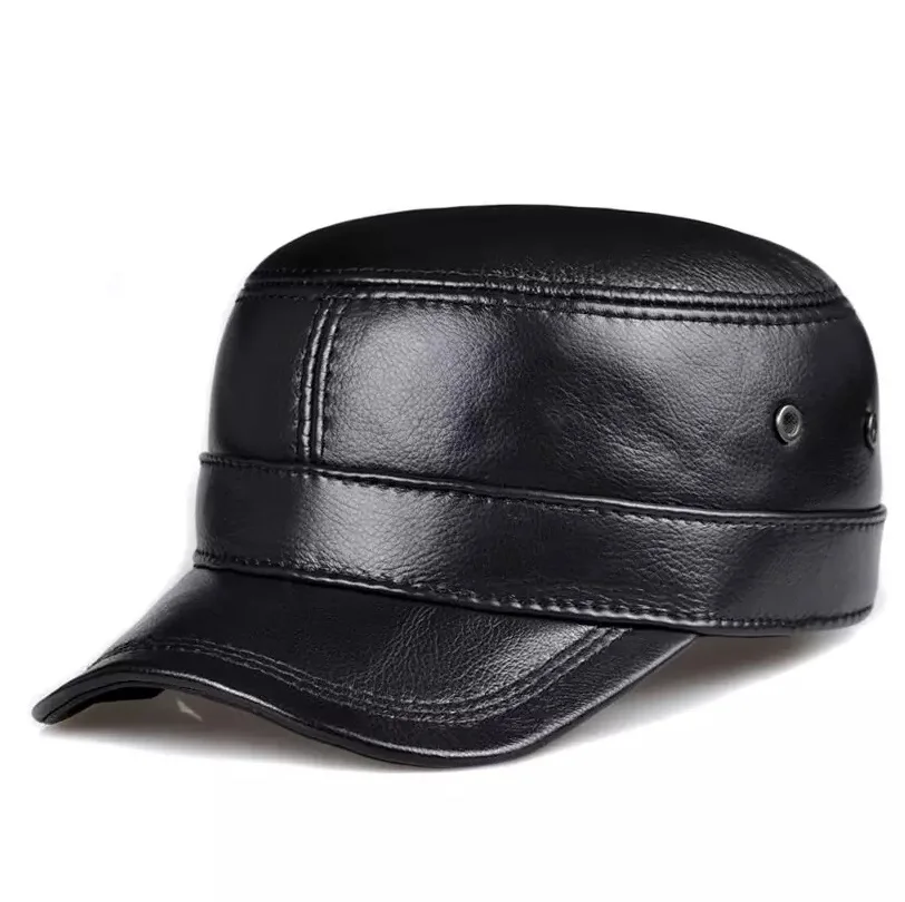 Real Leather Luxury Brand Hats Women Men-Cap Flat Female Adjustable Autumn Winter Captain-Caps wholesale offer