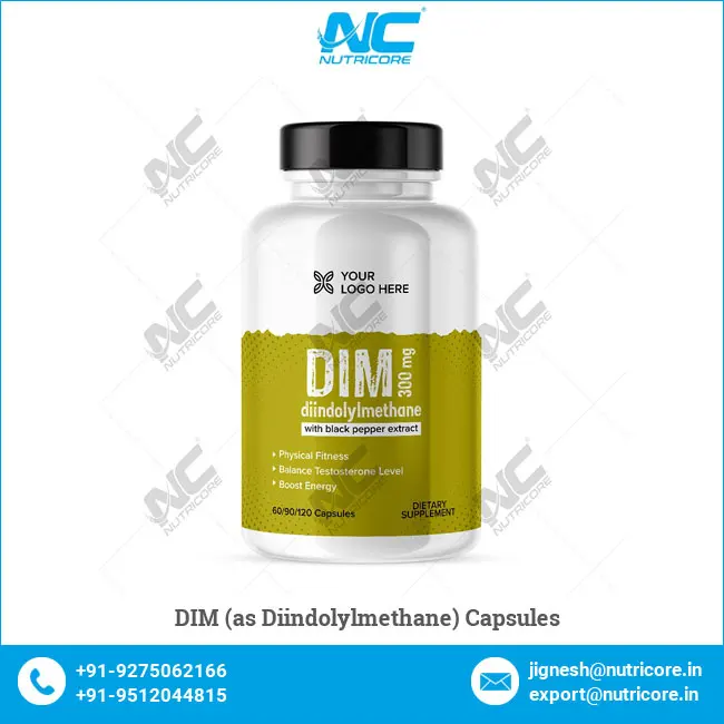 Wholesale Price High Quality Healthcare Dietary Supplements Natural DIM (as Diindolylmethane) Capsules from India