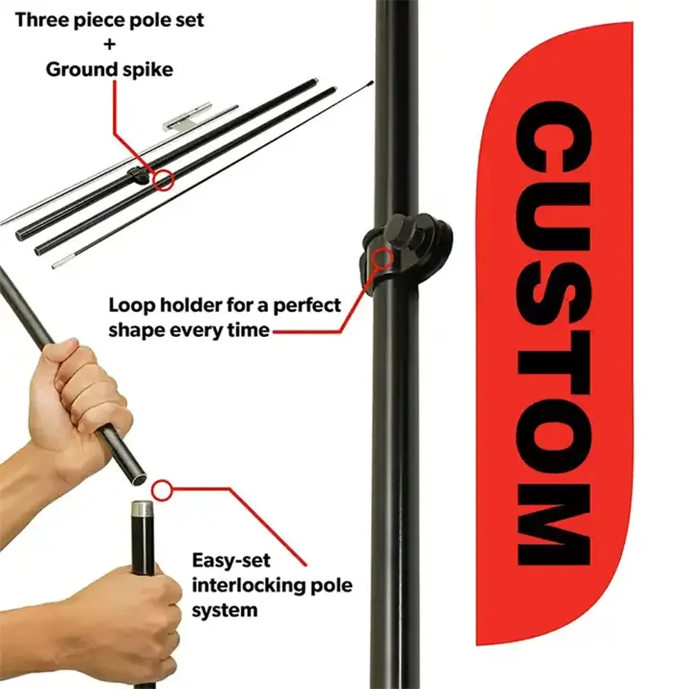 Custom Promotional Flag Giant Telescopic Wind Blade Feather Flag for Real Estate Sale