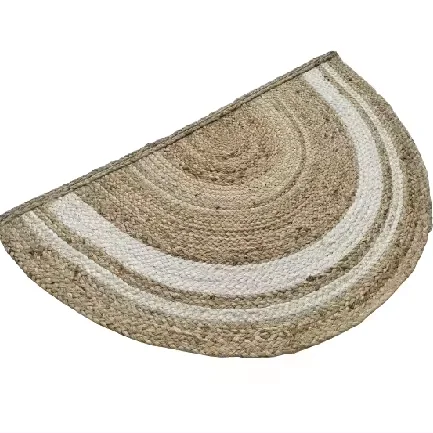 Simple and Beautiful Semi-circle Jute Braided Rugs Half Round Shape Door Mats Carpets Rugs for Home Hotel Kitchen Living Room