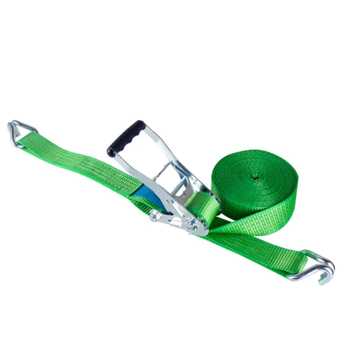 Heavy Green Polyester Belt Ratchet Strap Tie-Down Tailored  Size 38mm Metal Hooks for Large Item Safety and Stability