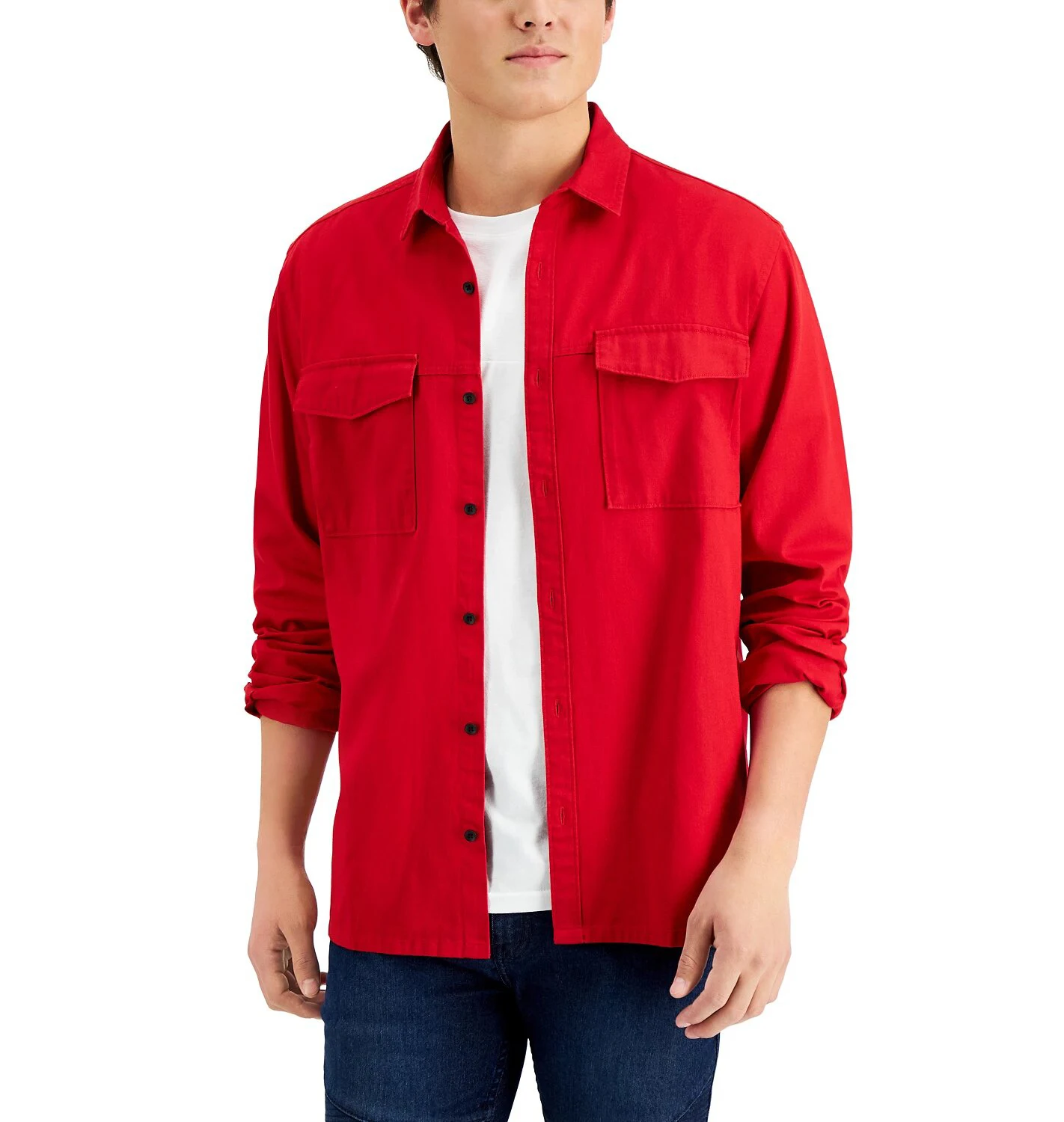 High quality custom design logo men shirts in cotton jeans full cuff sleeves buttoned closure men casual shirts in activewear