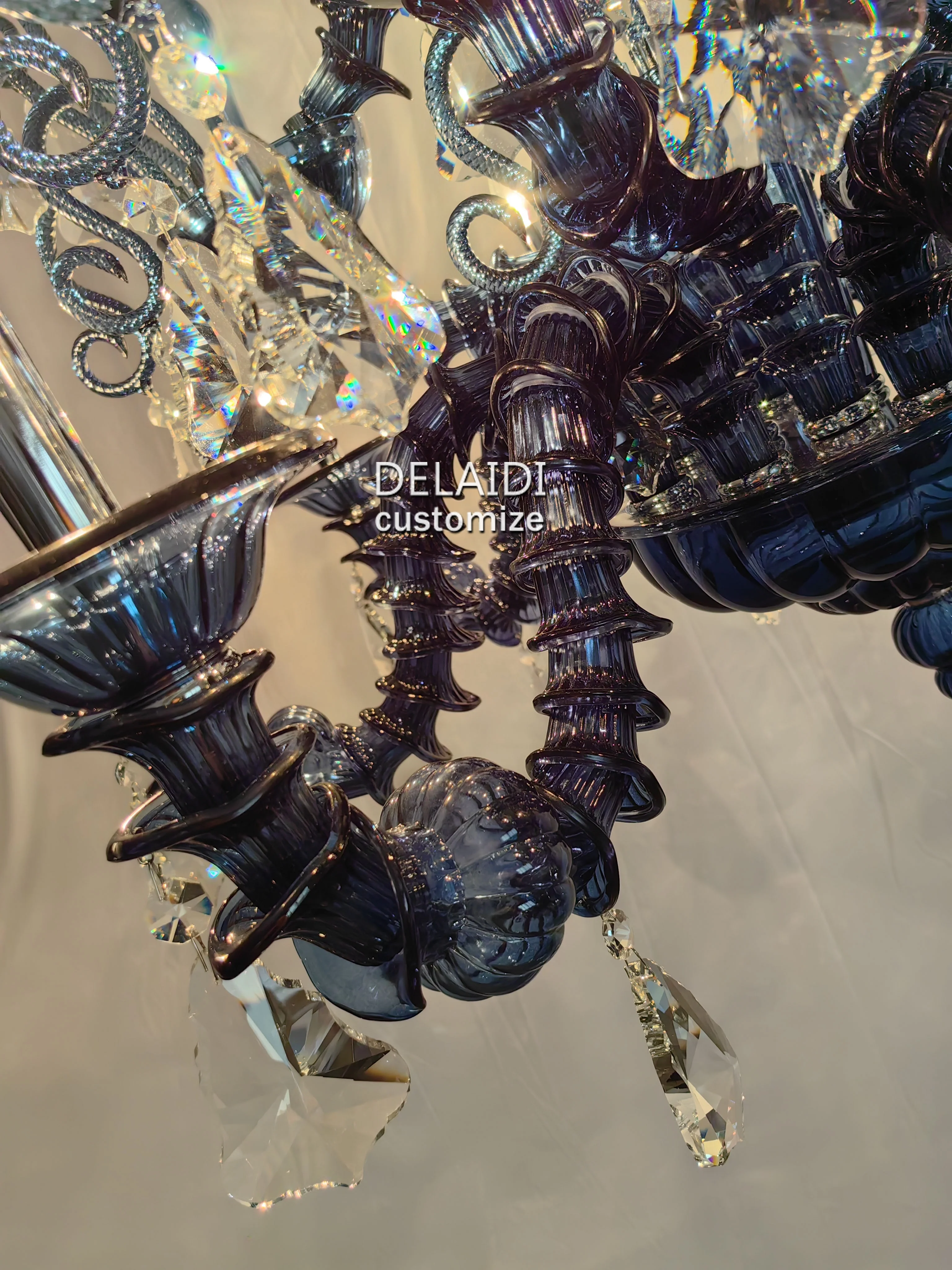 Blue lamps fixture hand blown murano glass chandelier pendant lights & lighting candles cristal lustre