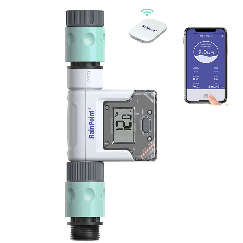 Home Garden Digital Water Flow Meter Electromagnetic Cellphone WiFi APP Smart Controller Flow Valve