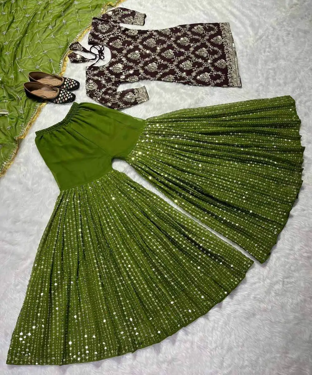 Bollywood style new attractive rich look unstitched embroidery work regular sleeve boat neck salwar suit with kameez