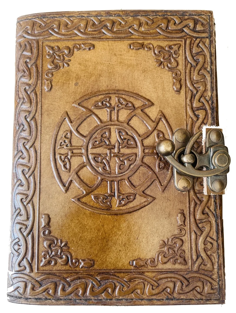 Handmade Embossed Leather Journal Celtic Knot Leather Journal Vintage Color Design Notebook & Sketchbook Diary cover