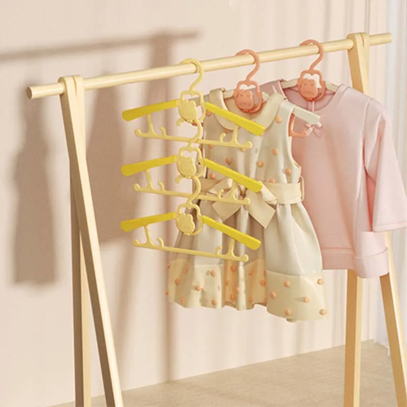 Plastic Clothes Hangers Wholesale Cute Baby Kids Hangers Adjustable Garment Rack Multifunction Premium Plastic Hanger