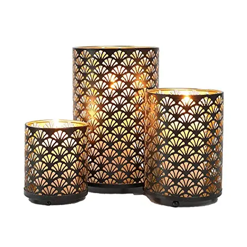 Massive Collectible Iron Etched Leaf Design Tea Light Candle Holder Beautiful Flickering Reflections The Dark Decorative Lamp