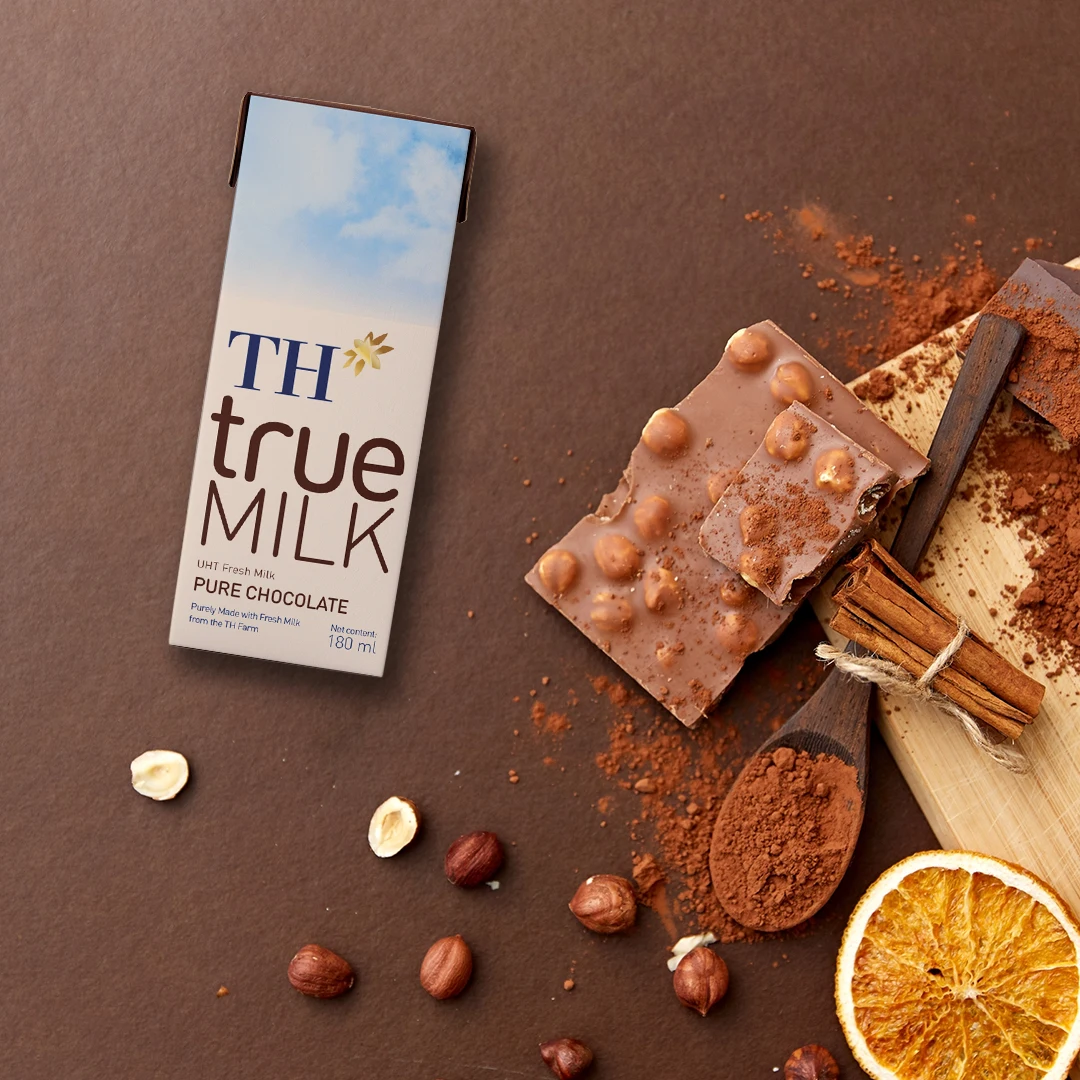 TH True Milk UHT Chocolate Fresh Milk 180ml No Preservatives Healthy Nutritious Pure Organic Flavored Milk