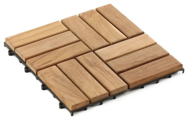 Cheap composite decking tiles wood deck tile 12  GV-012A slats wholesale Vietnam garden walkway 300x300x24 mm