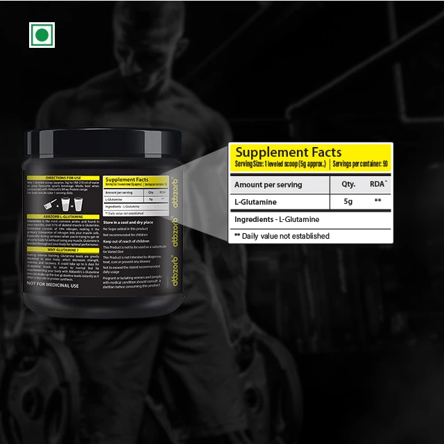 Pure Certified Glutamine L-Glutamine Powder Unflavored For Workout Supplement Men & Women By Indian Exporter