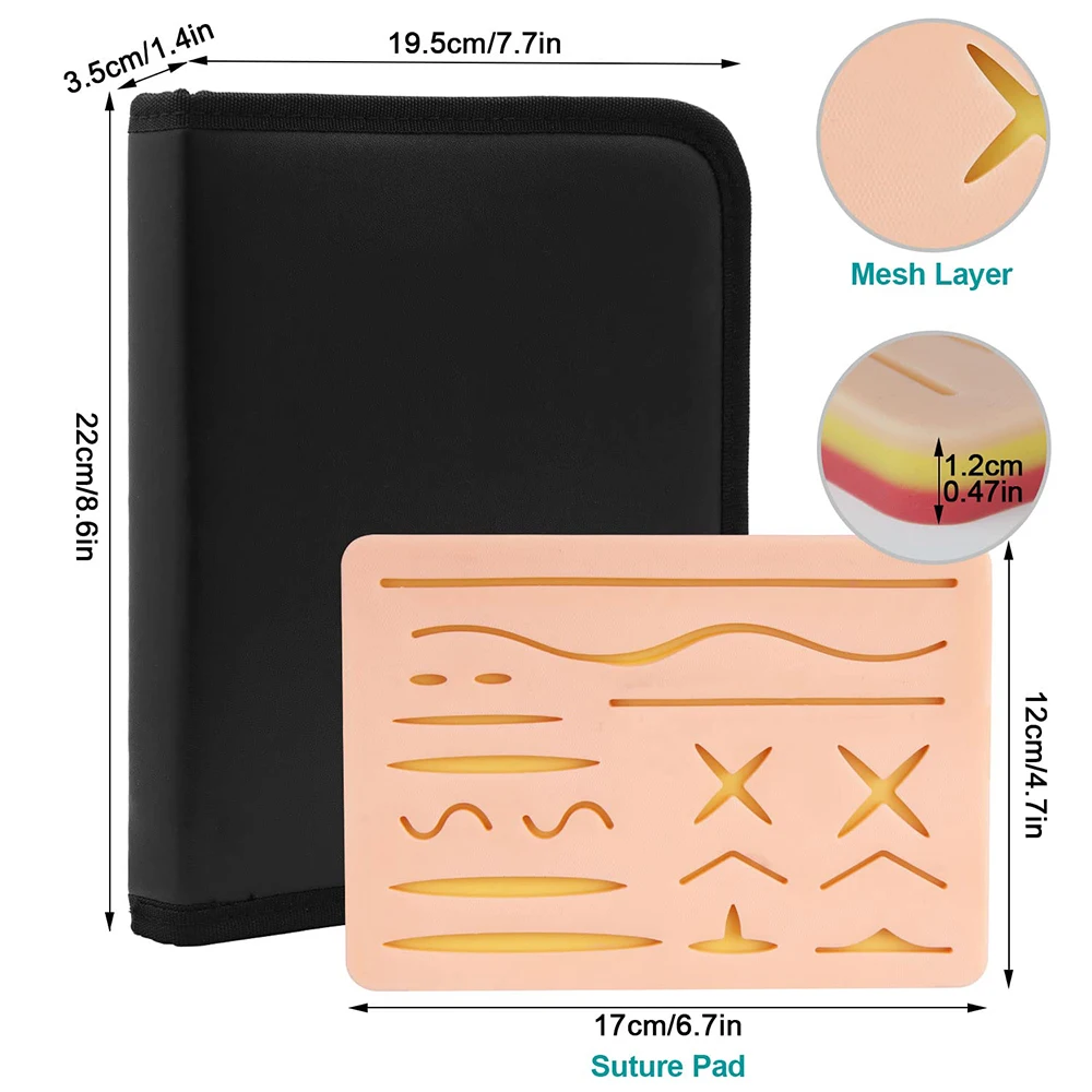 Suture Practice Kit Medical Creations With Training Guide Reusable Silicone Suturing Pad With Tool Kit