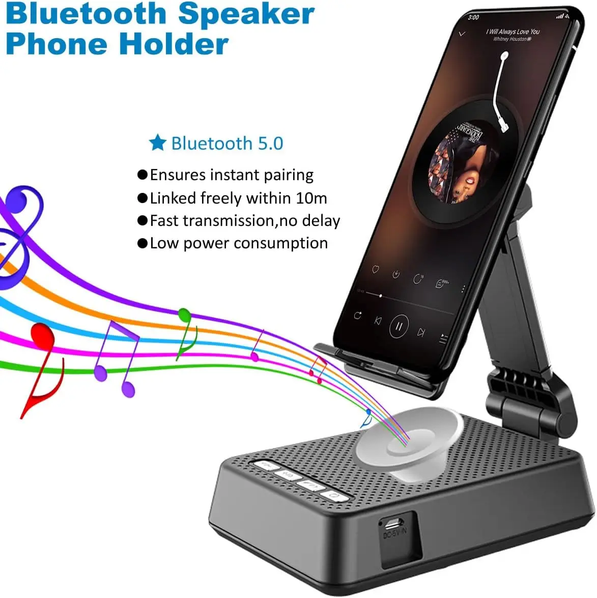 2023 HOT Foldable Mini Phone Stand with Wireless Blue-tooth Speaker Mobile Phone Holder Speaker Multi-angle Adjustment Stand