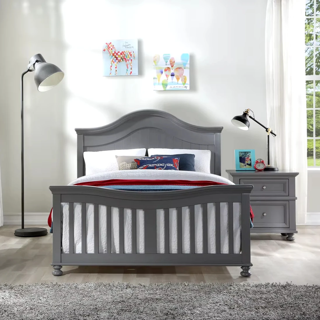 Best-Selling Double Bed with Graceful Arch Elegant Home Furniture for Villa Apartment School with Storage Features