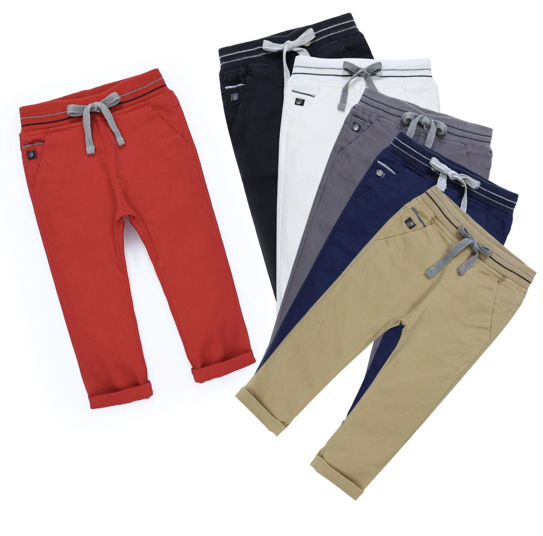 Boys Chino Regular 3 Year Old Pants Kids Clothe Casual Cargo Pant Neutral Loose Pull On Children Trousers