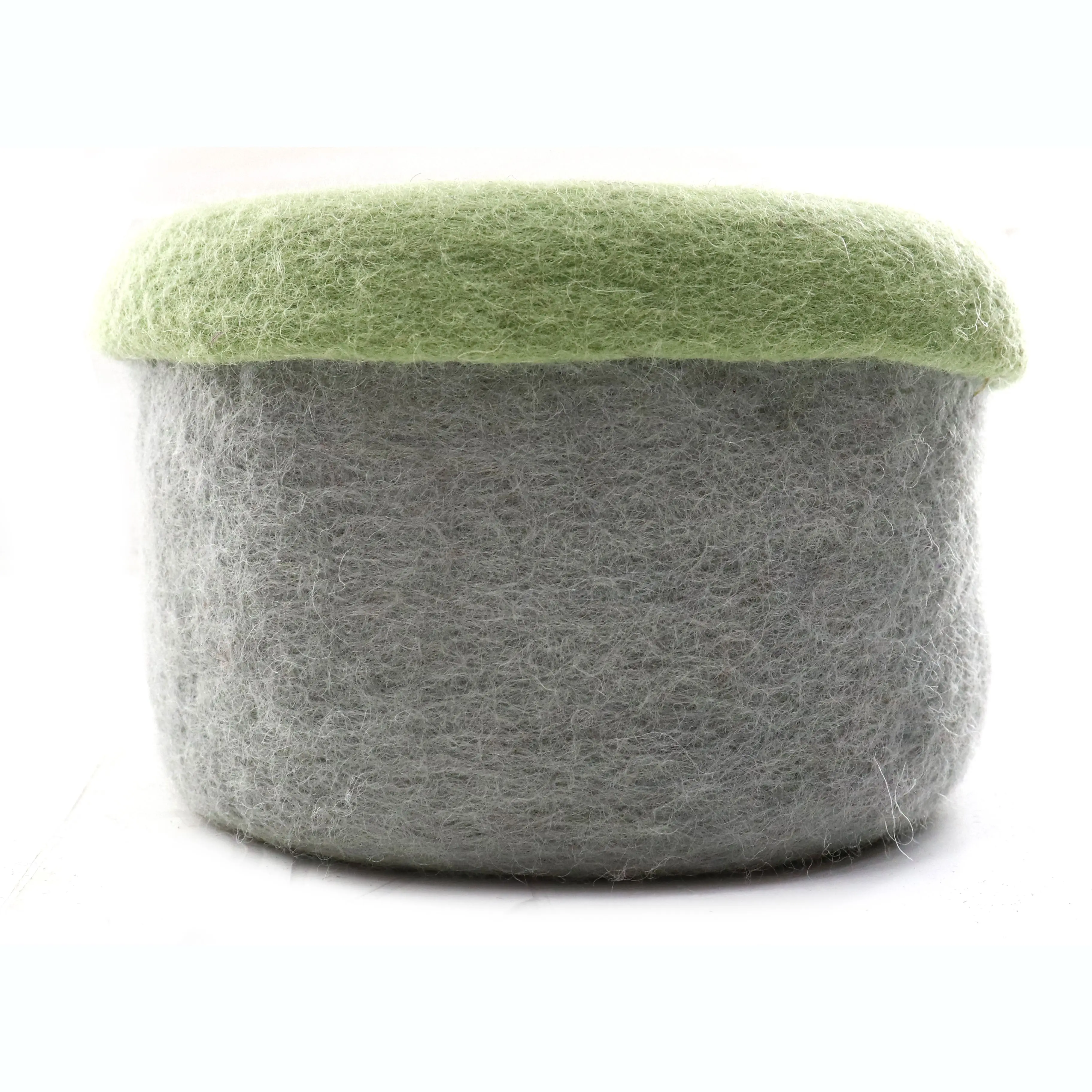Handmade Felted Eco-friendly Small Lid Bucket, Storage Bin, Box, Basket, Shelf Storage Organizer