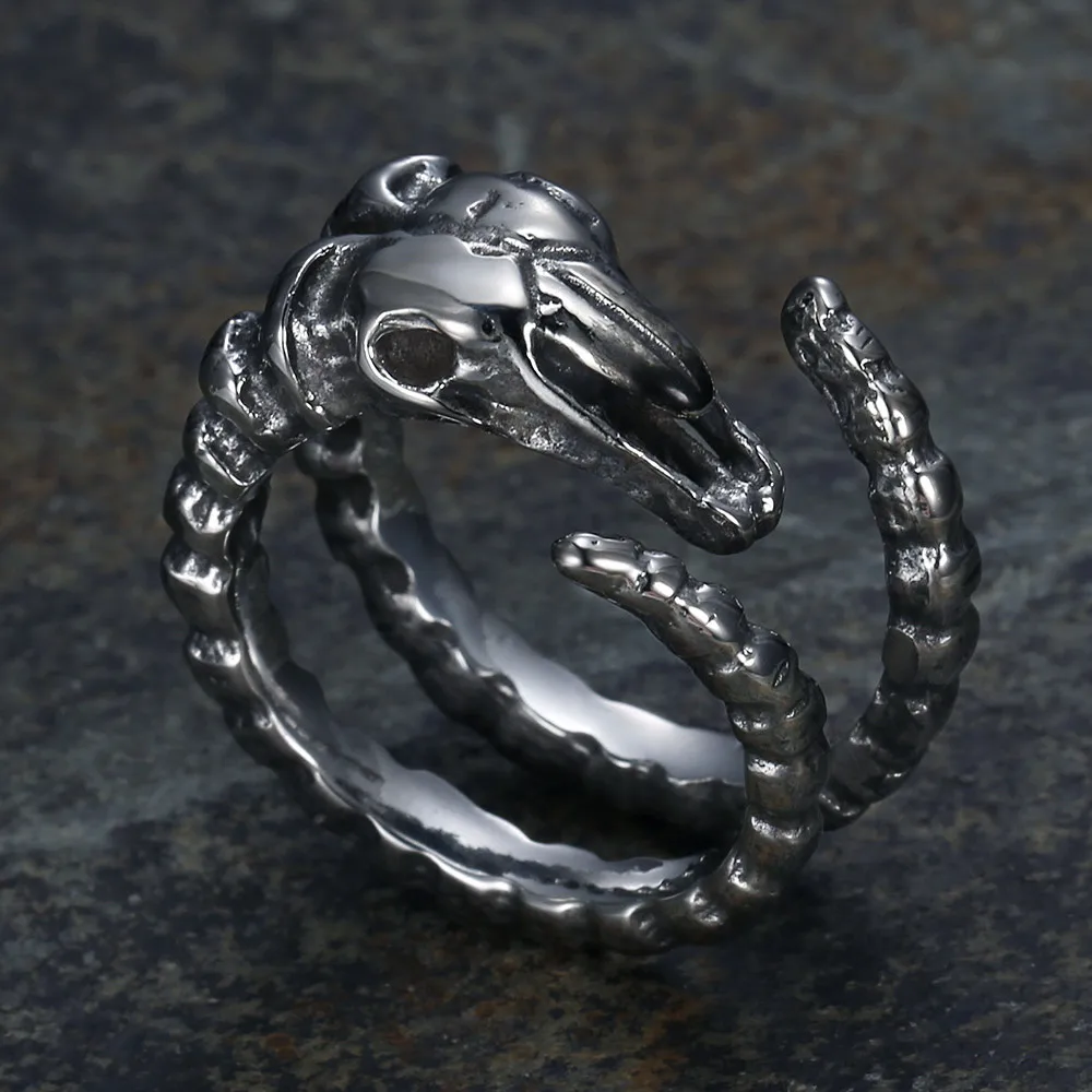 Low MOQ jewelry tarnish free antique men wholesale stainless steel biker satan baphomet ring