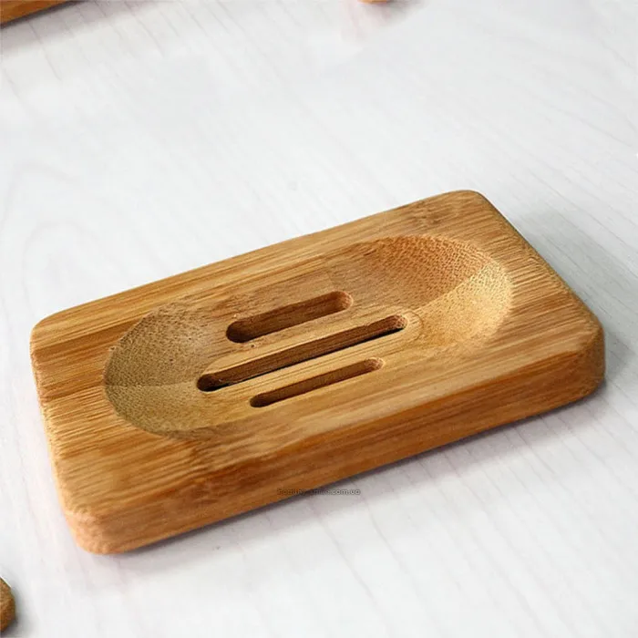 Bamboo Soap Dish Natural Wood Box with Lid Bar Tray Holder Storage Rack Container From India