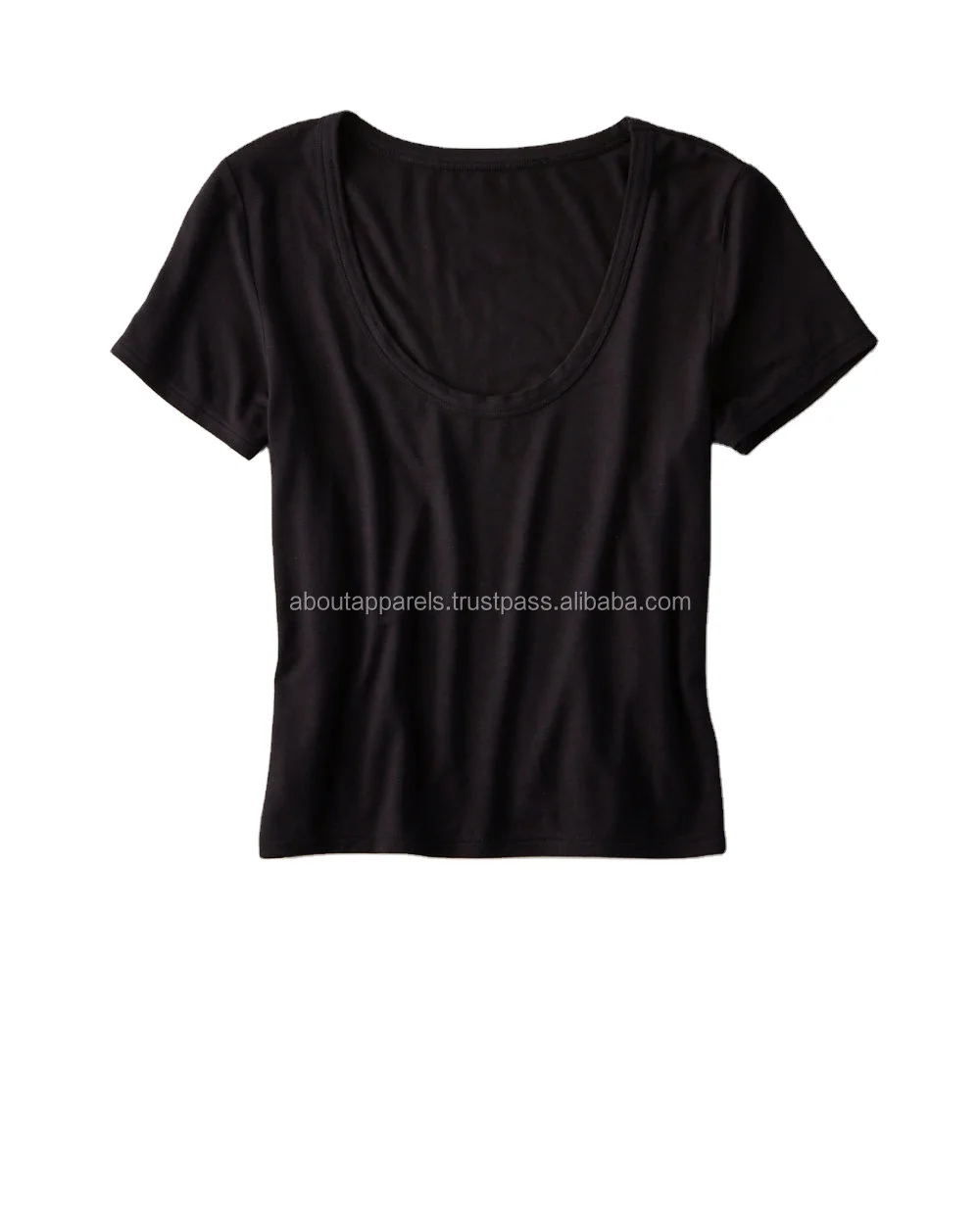 OEM Bulk Wholesale cheap custom style women hot fashion Crop Tops, Black Custom Stylish Crop Top Tee