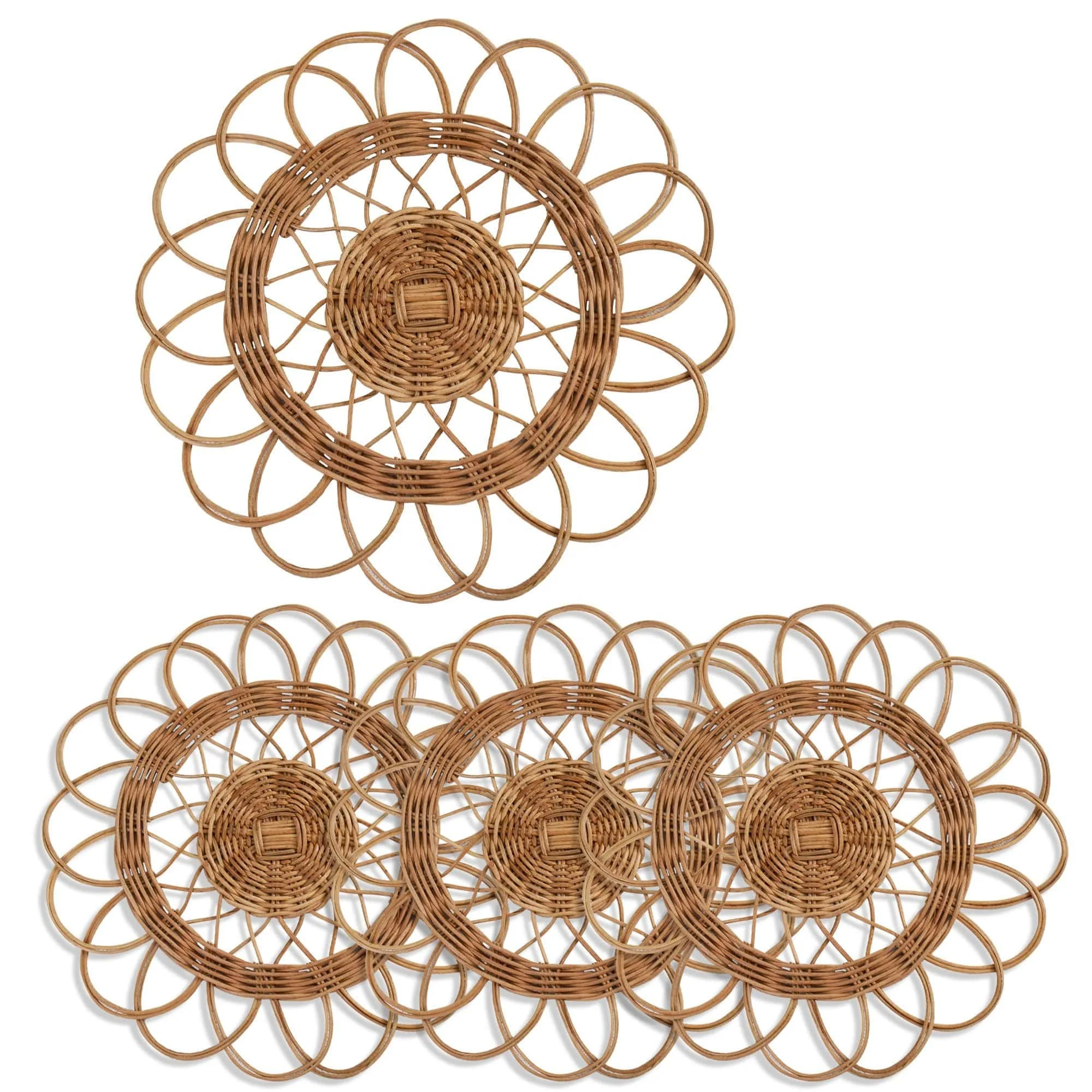 BEST SELLING PRODUCT rattan charger plates flower shape woven placemats bamboo coaster plate wall decor home decorations art