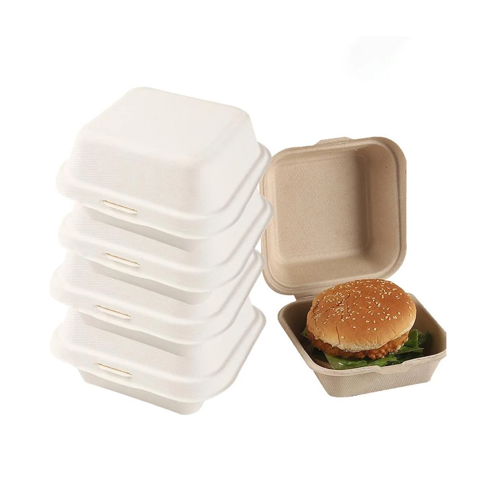 Biodegradable Takeaway Food Box Disposable Bagasse Lunch Box Sugarcane Pulp Packaging for Food