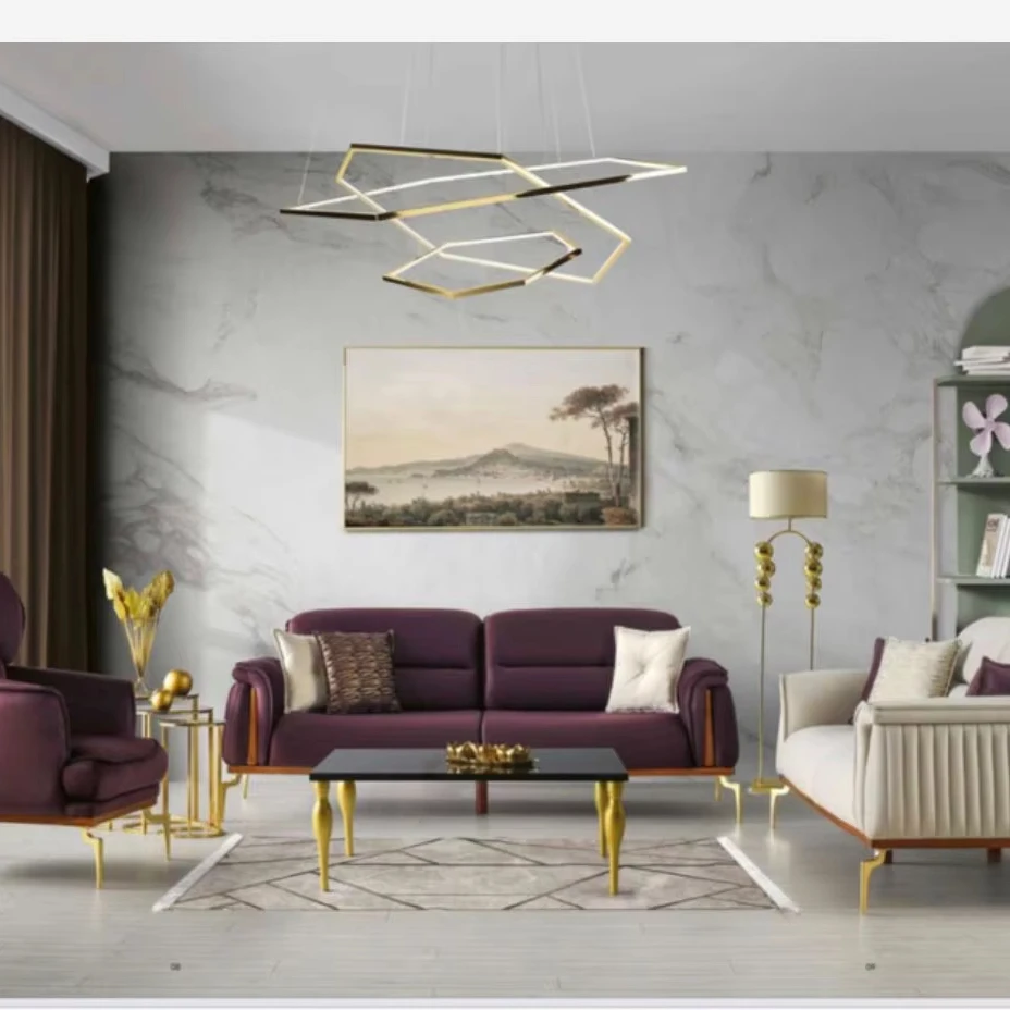 Luxury Modular Leather Sofa Set for Home Salon or Living Room-PU Fabric with Elegant Appearance Home Furniture Bed