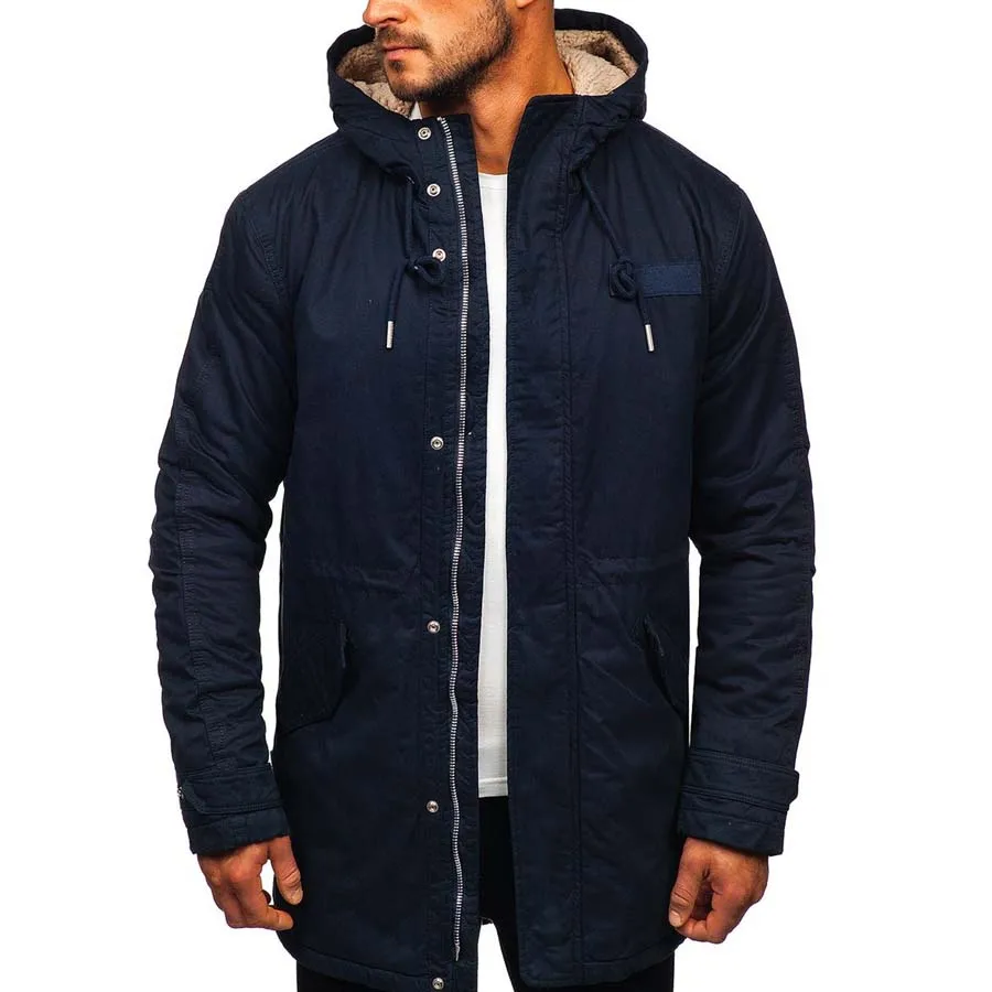 Custom Wholesale Men Winter Warm Parka Jacket Quilted Cotton Coat with Detachable Hood