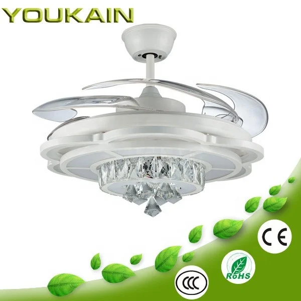 The high-selling elegant crystal lamp fan decorative crystal hidden blades ceiling fan invisible ceiling fan with light