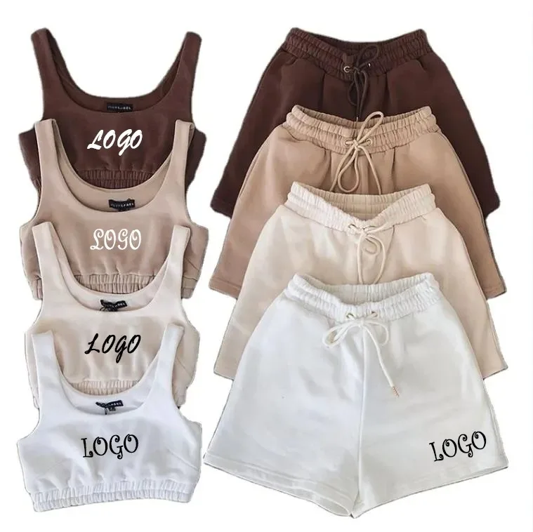 100% cotton women set Breathable Bra and shorts two pcs True to size sets for women outdoor streetwear style ladies sets