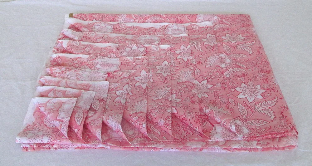 Indian Pink Floral Hand Block Print Fabric Cotton Dressmaking Sewing by the YardOpens in a new window or tab Brand new