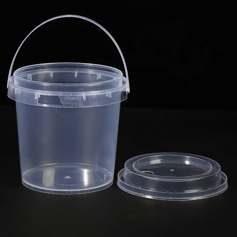 Custom 8L 10L Clear Square Transparent Packaging Food Grade PP Plastic Bucket With lids