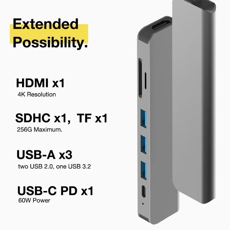 Новая эксклюзивная онлайн модель amazon Лидер продаж 7 в 1 usb c концентратор для macbook серии совместимый с чипом M1 M2