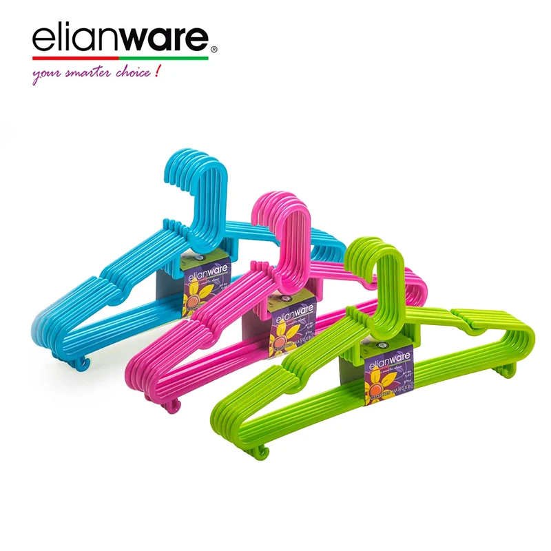 Top Quality Elianware BPA Free Value-Pack Durable Plastic Clothes Hanger with 6 Pieces Per Pack Helps To Keep Closet Tidy